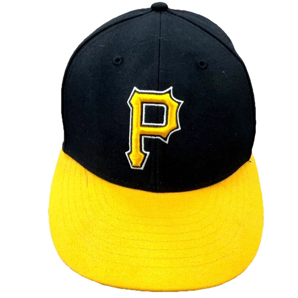 Pittsburgh Pirates Hat Cap Strap Back Black Yellow Plain Logo Baseball Mens MLB